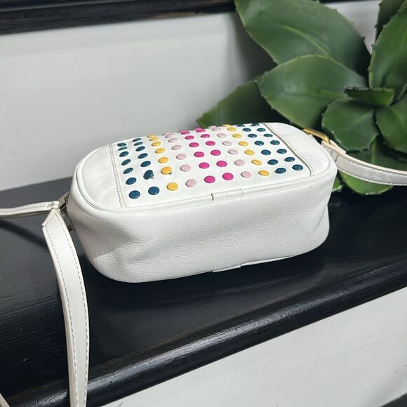 Fossil genuine leather like new crossbody shoulder handbag purse colorful dots - Picture 6 of 10